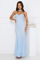 Daring Delight Lace Maxi Dress Blue